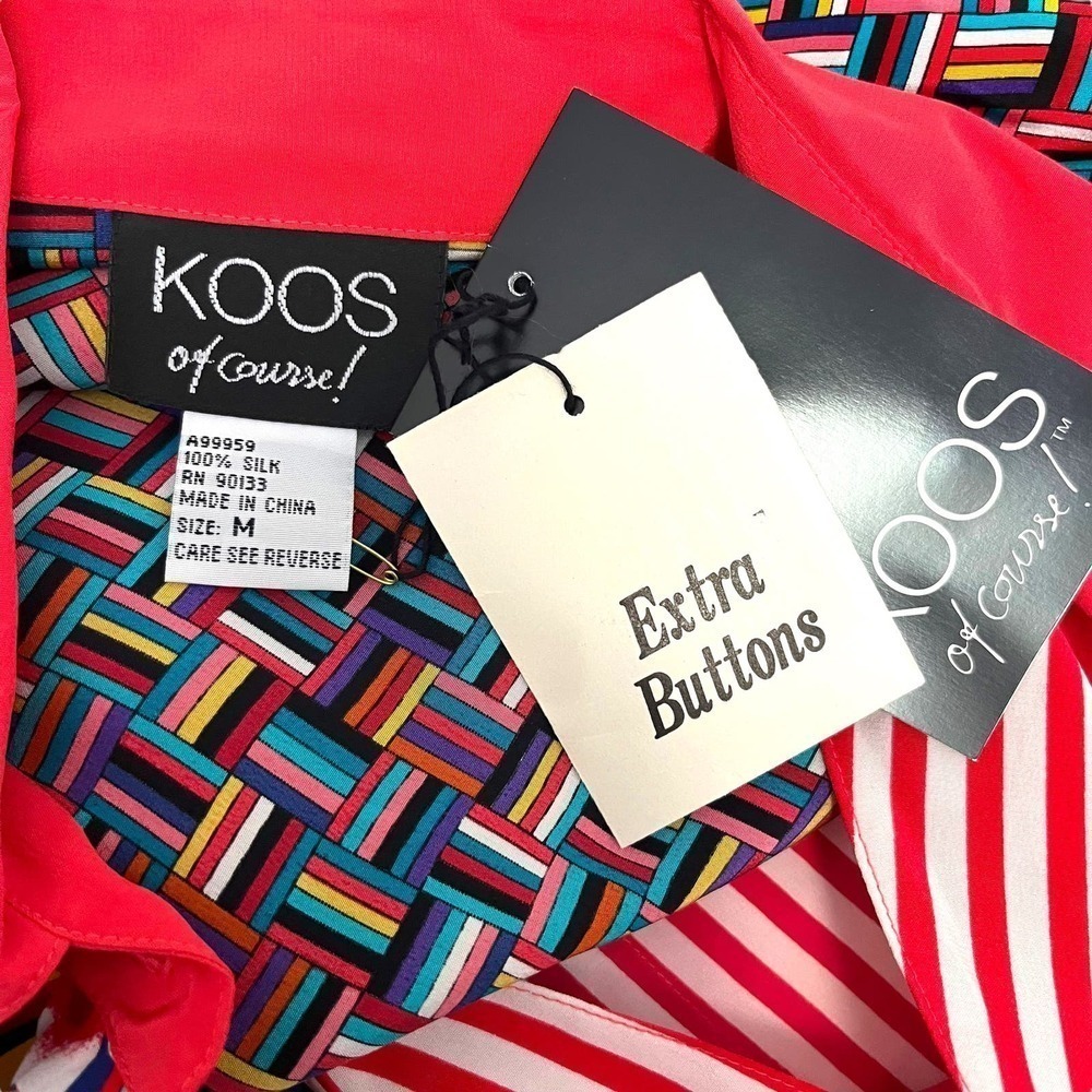 Koos of Course Womens Medium Red Silk Geometric Artsy Lagenlook Art-to-wear NWT - Picture 9 of 11